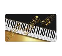 KYSANOL Elegant Gold Notes Piano Key Black,Mouse Pad Large Desk Pad Computer Keyboard Mouse Mat With Non Slip Rubber Base 40 x 70 cm