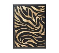 KYSANOL Elegant Metallic Gold Zebra Black Animal Print, Wall Art Prints Black Frame Decorative Painting Wall Hanging For Home 30 x 40 cm