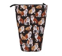 KYSANOL English Bulldog,Telescopic Pencil Case,Stand Pencil Holder with Zipper Pencil Pouch Pen Bag