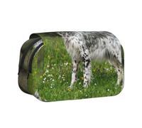 KYSANOL English Setter Lawn Pets Dogs English Setter Double Clamshell Pen Case Portable Pencil Pouch with Zipper