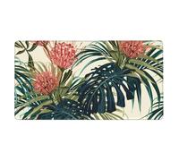 KYSANOL Exotic Palm Leaves Jungle Leaf Tropical Floral Pink Green Printed,Mouse Pad Large Desk Pad Computer Keyboard Mouse Mat With Non Slip Rubber Base 40 x 70 cm