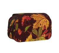 KYSANOL Fall Autumn Leaves Acorn Berries Printed Double Clamshell Pen Case Portable Pencil Pouch with Zipper