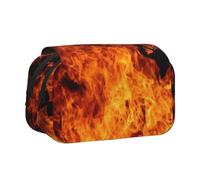 KYSANOL Fire Burn Design Pattern Double Clamshell Pen Case Portable Pencil Pouch with Zipper