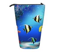 KYSANOL Fish Plants Tropical Marine Nature Life Seaweed,Telescopic Pencil Case,Stand Pencil Holder with Zipper Pencil Pouch Pen Bag