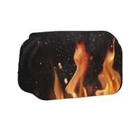 KYSANOL Flaming Charcoal Grill Pattern Double Clamshell Pen Case Portable Pencil Pouch with Zipper
