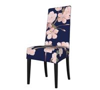 KYSANOL Floral Cherry Flower Sakura Navy Blue,Chair Covers Seat Protector Stretch Dining Chair Slipcover Seat Cover for Chairs