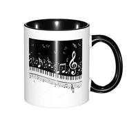 KYSANOL Flying Music Notes Musical Piano Keys, Ceramics Mug Tea Cup Coffee Mugs Ceramic Cup 330 ml
