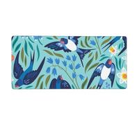KYSANOL Flying Swallows Spring Flowers,Mouse Pad Large Desk Pad Computer Keyboard Mouse Mat With Non Slip Rubber Base 40 x 90 cm