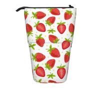 KYSANOL Fruits Strawberries Strawberry Pattern,Telescopic Pencil Case,Stand Pencil Holder with Zipper Pencil Pouch Pen Bag