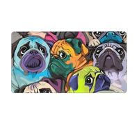KYSANOL Funny Cartoon Pug Dog,Mouse Pad Large Desk Pad Computer Keyboard Mouse Mat With Non Slip Rubber Base 40 x 70 cm