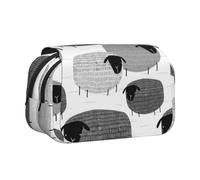 KYSANOL Funny Sheep On Gray Background Double Clamshell Pen Case Portable Pencil Pouch with Zipper