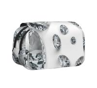 KYSANOL Gems Diamond Jewelry Jewels Luxury Printed Double Clamshell Pen Case Portable Pencil Pouch with Zipper