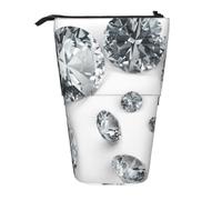 KYSANOL Gems Diamond Jewelry Jewels Luxury Printed,Telescopic Pencil Case,Stand Pencil Holder with Zipper Pencil Pouch Pen Bag