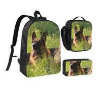 KYSANOL German Shepherd Dog Pattern,Student Backpack,Lunch Bag,Pencil Case 3 Piece Set