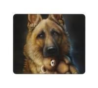 KYSANOL German Shepherd With Cute Toy, Mouse Pad, Non-Slip Rubber Base Mouse Pad,Waterproof Mouse Mat