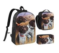 KYSANOL German Short-Haired Pointer Dog Fall,Student Backpack,Lunch Bag,Pencil Case 3 Piece Set
