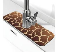 KYSANOL Giraffe Print,Kitchen Faucet Suction Pad, Sink Splash Guard Faucet Mat, Drying Mat For Bathroom Counter 38 x 14 cm