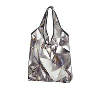 KYSANOL Glitter Diamond Crystal Pattern Print,Shopping Bags Reusable Grocery Bags Foldable Tote Bags Large Capacity Carry Bag