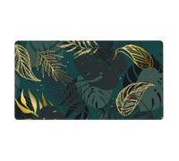 KYSANOL Gold Green Black Leaves,Mouse Pad Large Desk Pad Computer Keyboard Mouse Mat With Non Slip Rubber Base 40 x 70 cm