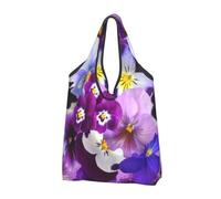 KYSANOL Graphic Pansy Easter Spring Flowers,Shopping Bags Reusable Grocery Bags Foldable Tote Bags Large Capacity Carry Bag