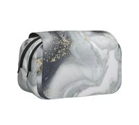 KYSANOL Gray Marble Abstract Splash Pastel Double Clamshell Pen Case Portable Pencil Pouch with Zipper
