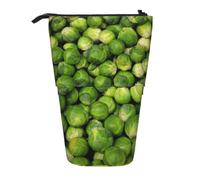 KYSANOL Green Brussel Sprout Print,Telescopic Pencil Case,Stand Pencil Holder with Zipper Pencil Pouch Pen Bag