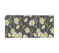 KYSANOL Hand Drawn Daisy Watercolor Pattern,Mouse Pad Large Desk Pad Computer Keyboard Mouse Mat With Non Slip Rubber Base 40 x 90 cm