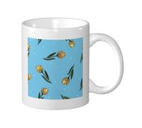 KYSANOL Hand Drawn Yellow Tulips, Ceramic Cup Ceramics Mug Tea Cup Coffee Mugs 330 ml