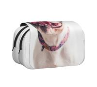 KYSANOL Happy Curious Dog French Bulldog Double Clamshell Pen Case Portable Pencil Pouch with Zipper