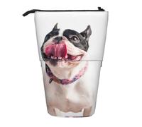 KYSANOL Happy Curious Dog French Bulldog,Telescopic Pencil Case,Stand Pencil Holder with Zipper Pencil Pouch Pen Bag