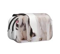 KYSANOL Husky Dogs Printed Double Clamshell Pen Case Portable Pencil Pouch with Zipper