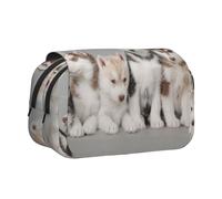 KYSANOL Husky Huskie Dogs Double Clamshell Pen Case Portable Pencil Pouch with Zipper
