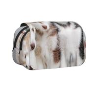 KYSANOL Husky Puppies Dogs Double Clamshell Pen Case Portable Pencil Pouch with Zipper