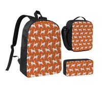 KYSANOL Jack Russell Terriers Orange Cute Dog Jack Russells,Student Backpack,Lunch Bag,Pencil Case 3 Piece Set
