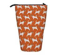 KYSANOL Jack Russell Terriers Orange Cute Dog Jack Russells,Telescopic Pencil Case,Stand Pencil Holder with Zipper Pencil Pouch Pen Bag
