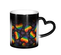 KYSANOL LGBT Pride Gay Rainbow Heart, Ceramics Mug Heat Sensitive Color Changing Mug Coffee Mugs Ceramic Cup 330 ml