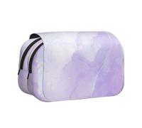 KYSANOL Liquid Pastel Purple Marble Double Clamshell Pen Case Portable Pencil Pouch with Zipper