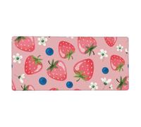 KYSANOL Lovely Pink Strawberry,Mouse Pad Large Desk Pad Computer Keyboard Mouse Mat With Non Slip Rubber Base 40 x 90 cm