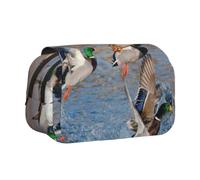 KYSANOL Mallards Duck Hunting Mallard Ducks Double Clamshell Pen Case Portable Pencil Pouch with Zipper