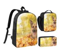 KYSANOL Maple German Shepherd Dog,Student Backpack,Lunch Bag,Pencil Case 3 Piece Set