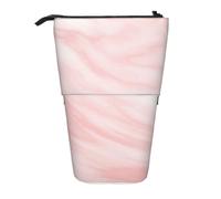 KYSANOL Marble Pattern White and Pink Marble,Telescopic Pencil Case,Stand Pencil Holder with Zipper Pencil Pouch Pen Bag