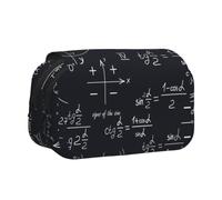 KYSANOL Mathematical Seamless with Geometric Shapes Formulas Double Clamshell Pen Case Portable Pencil Pouch with Zipper