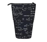 KYSANOL Mathematical Seamless with Geometric Shapes Formulas,Telescopic Pencil Case,Stand Pencil Holder with Zipper Pencil Pouch Pen Bag