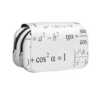 KYSANOL Mathematics and Geometry School with Scientific Formulas Chalk Board Style Double Clamshell Pen Case Portable Pencil Pouch with Zipper