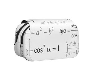 KYSANOL Mathematics and Geometry School with Scientific Formulas Chalk Board Style Double Clamshell Pen Case Portable Pencil Pouch with Zipper