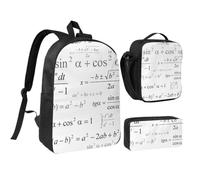 KYSANOL Mathematics And Geometry School With Scientific Formulas Chalk Board Style,Student Backpack,Lunch Bag,Pencil Case 3 Piece Set