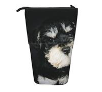 KYSANOL Miniature Schnauzer Puppy,Telescopic Pencil Case,Stand Pencil Holder with Zipper Pencil Pouch Pen Bag
