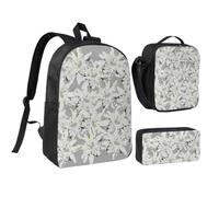 KYSANOL Modern Edelweiss Swiss Alpine Flowers,Student Backpack,Lunch Bag,Pencil Case 3 Piece Set