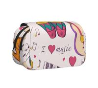KYSANOL Music Records Blues Music is My Life Theme Double Clamshell Pen Case Portable Pencil Pouch with Zipper
