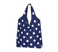 KYSANOL Navy Blue Polka Dot,Shopping Bags Reusable Grocery Bags Foldable Tote Bags Large Capacity Carry Bag
